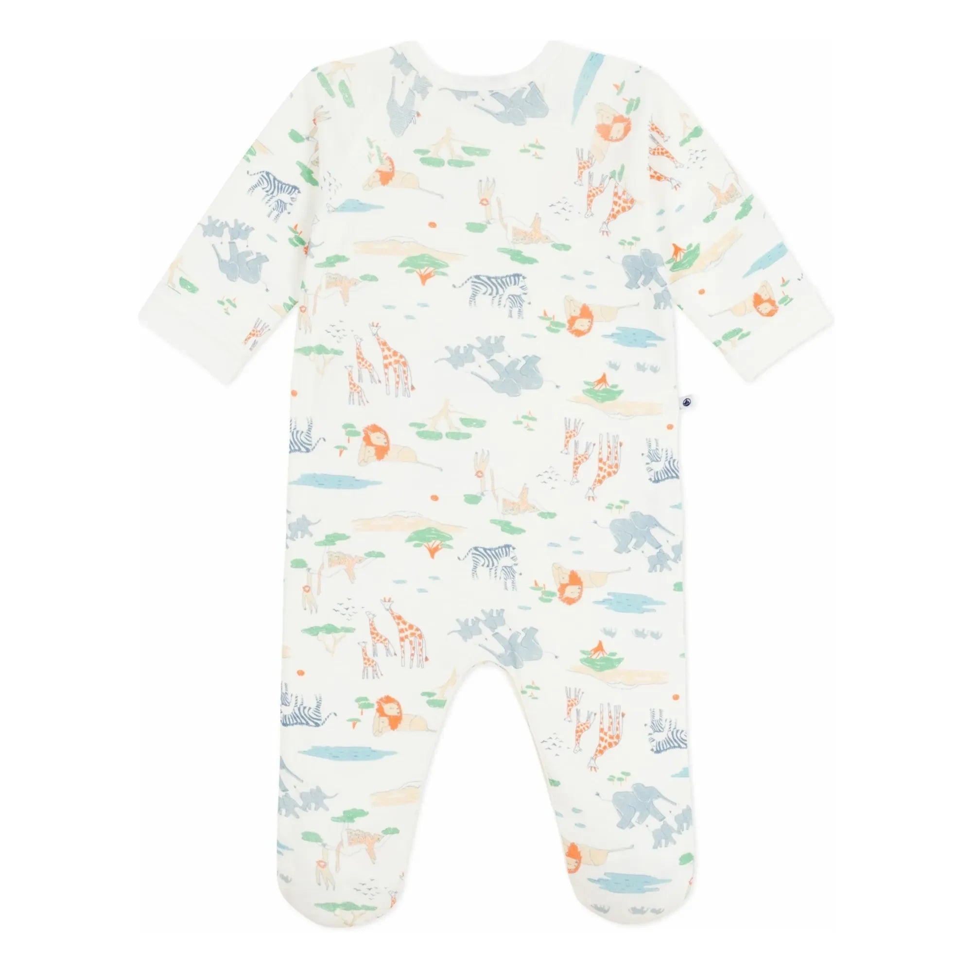 Petit Bateau - Dors Bien Zip Safari Pajamas | White