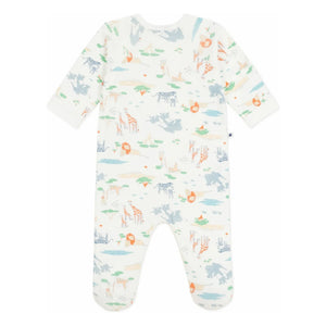 Petit Bateau - Dors Bien Zip Safari Pajamas | White