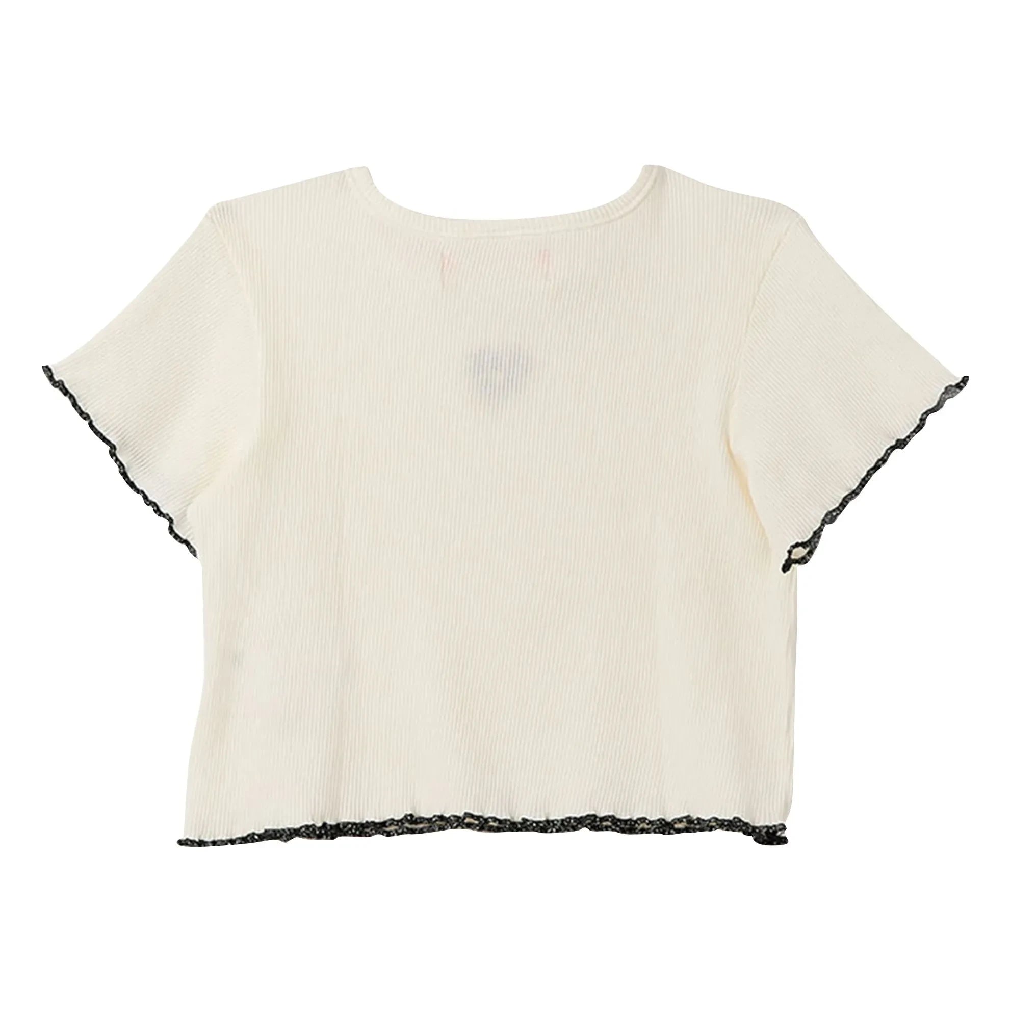 Fabula - Ribbed Floral T-Shirt | White
