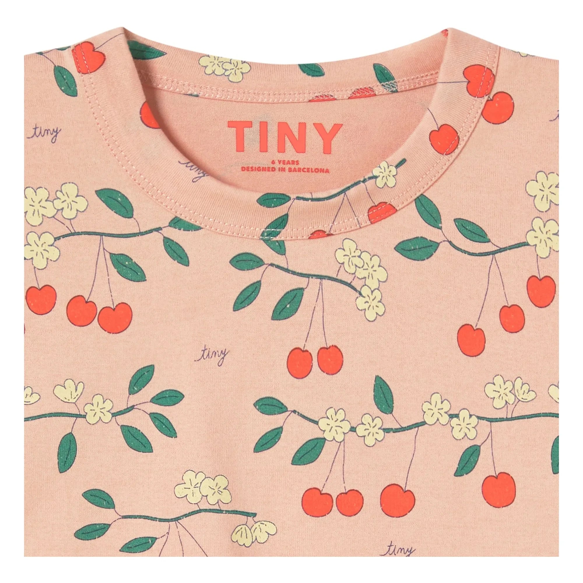Tinycottons - Crop Kirazlar Organik Pamuk Tişört | Pembe