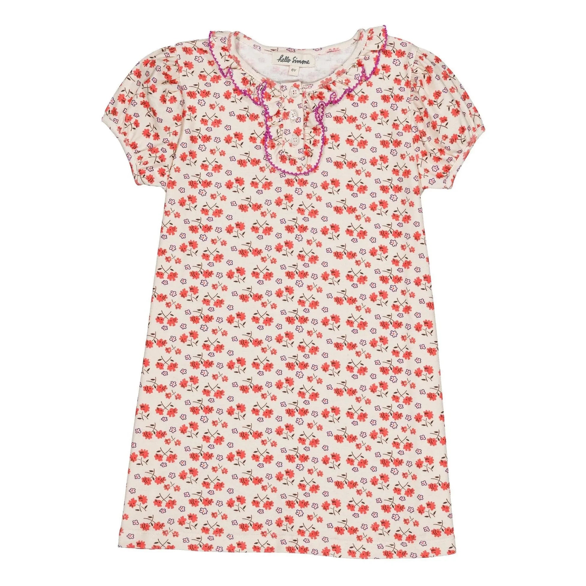 Hello Simone - Organic Cotton Floral Tulip Dress | White