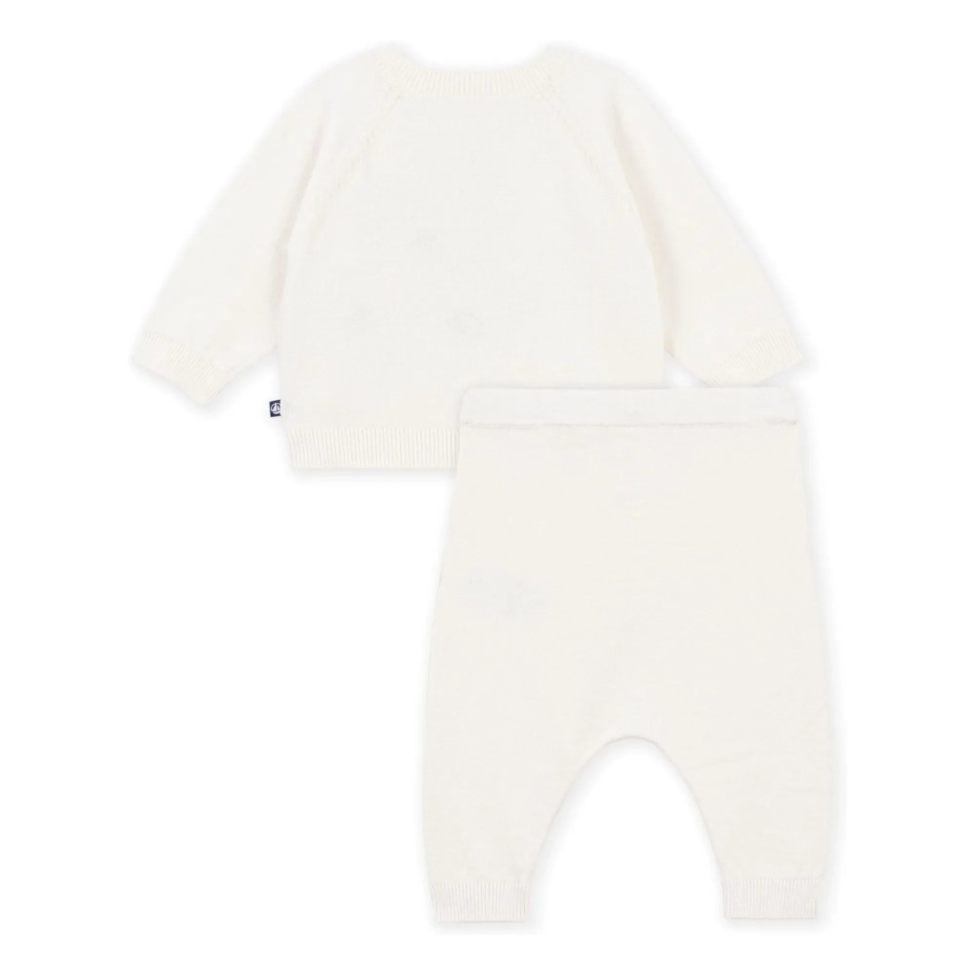 Petit Bateau - Organik pamuklu triko kazak ve pantolon takımı | Ekru
