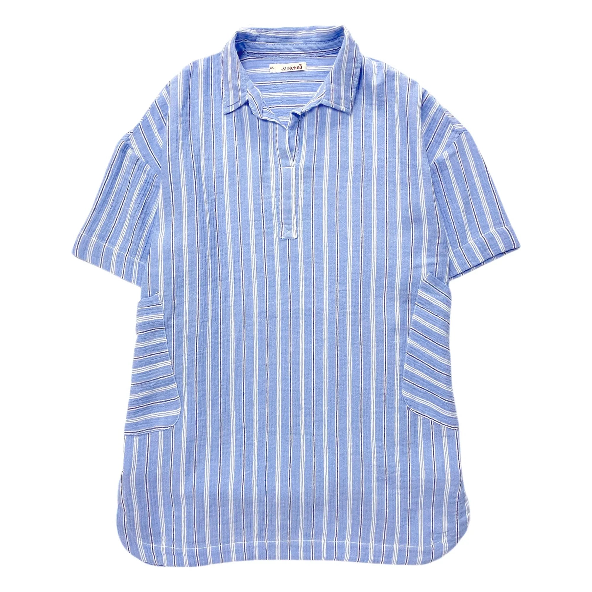 Sunchild - Cadaques Striped Organic Cotton Shirt Dress | Blue