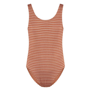 Beachlife - Recycled Fiber Striped Swimsuit | Caramel