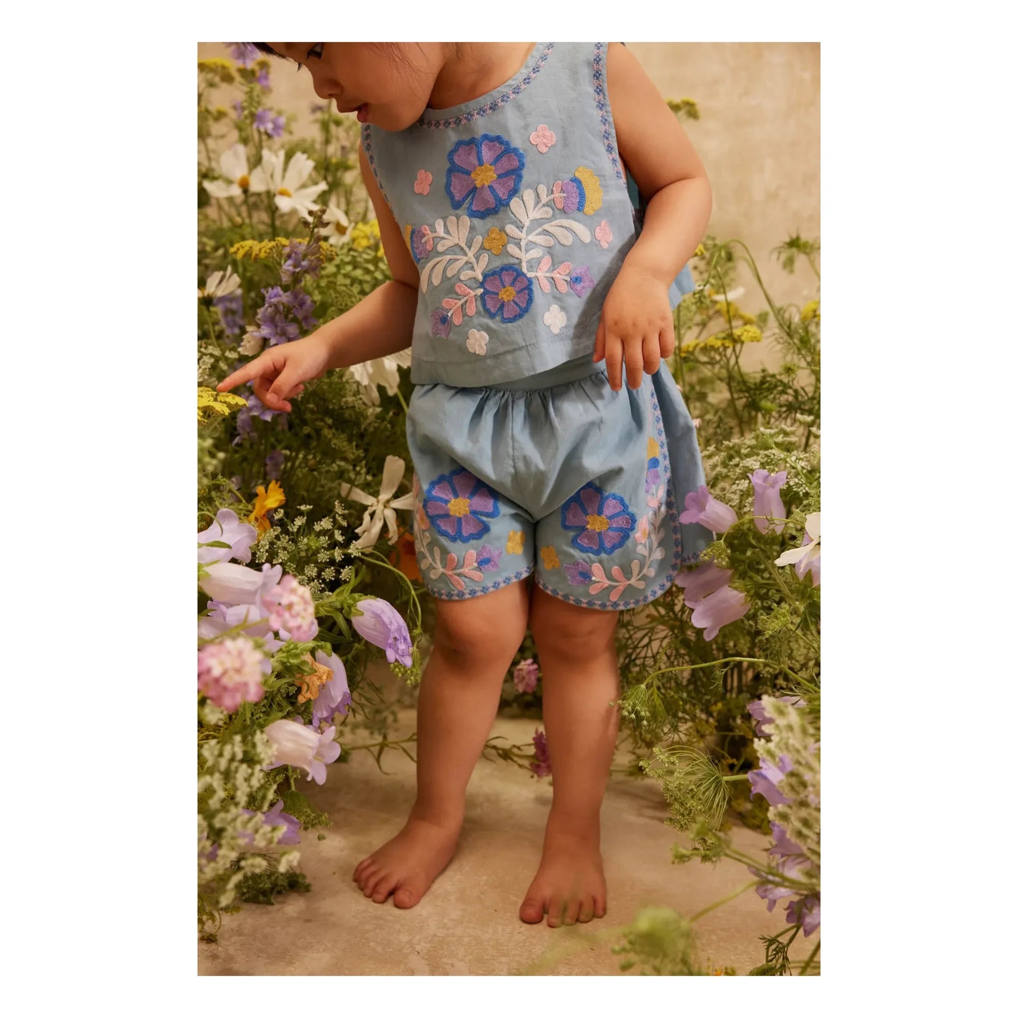 Louise Misha - Albane Embroidered Top Organic Cotton | Blue