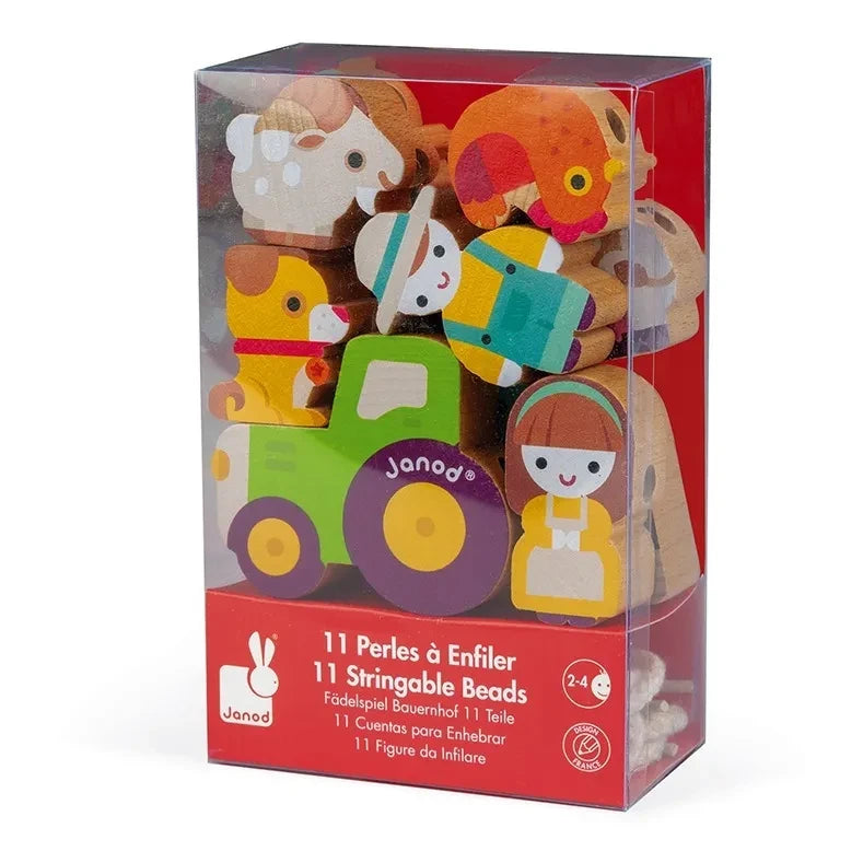 Janod - Farm Wooden Beads - Set of 11