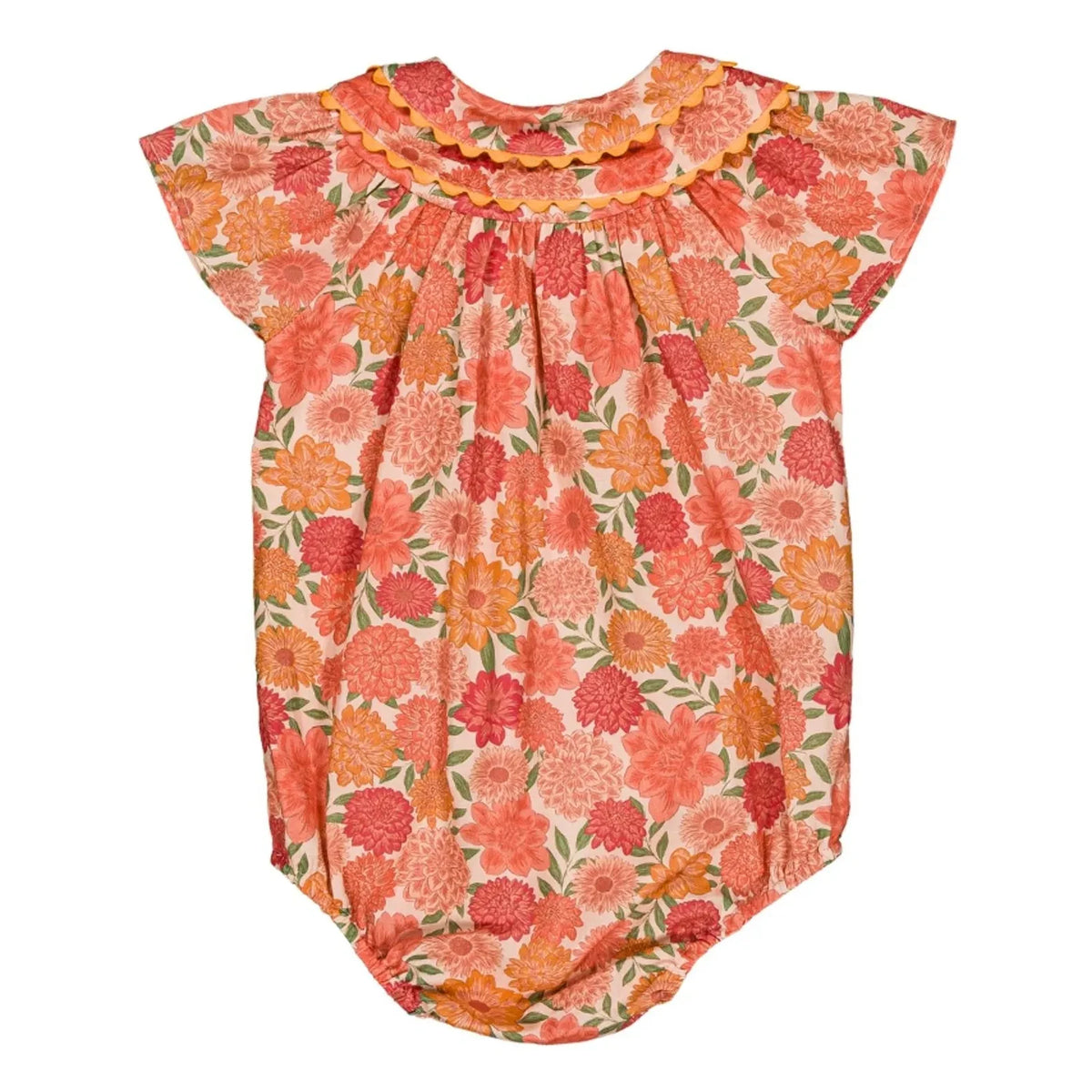 Loir - Toinette Fleurs Organic Cotton Romper | Coral
