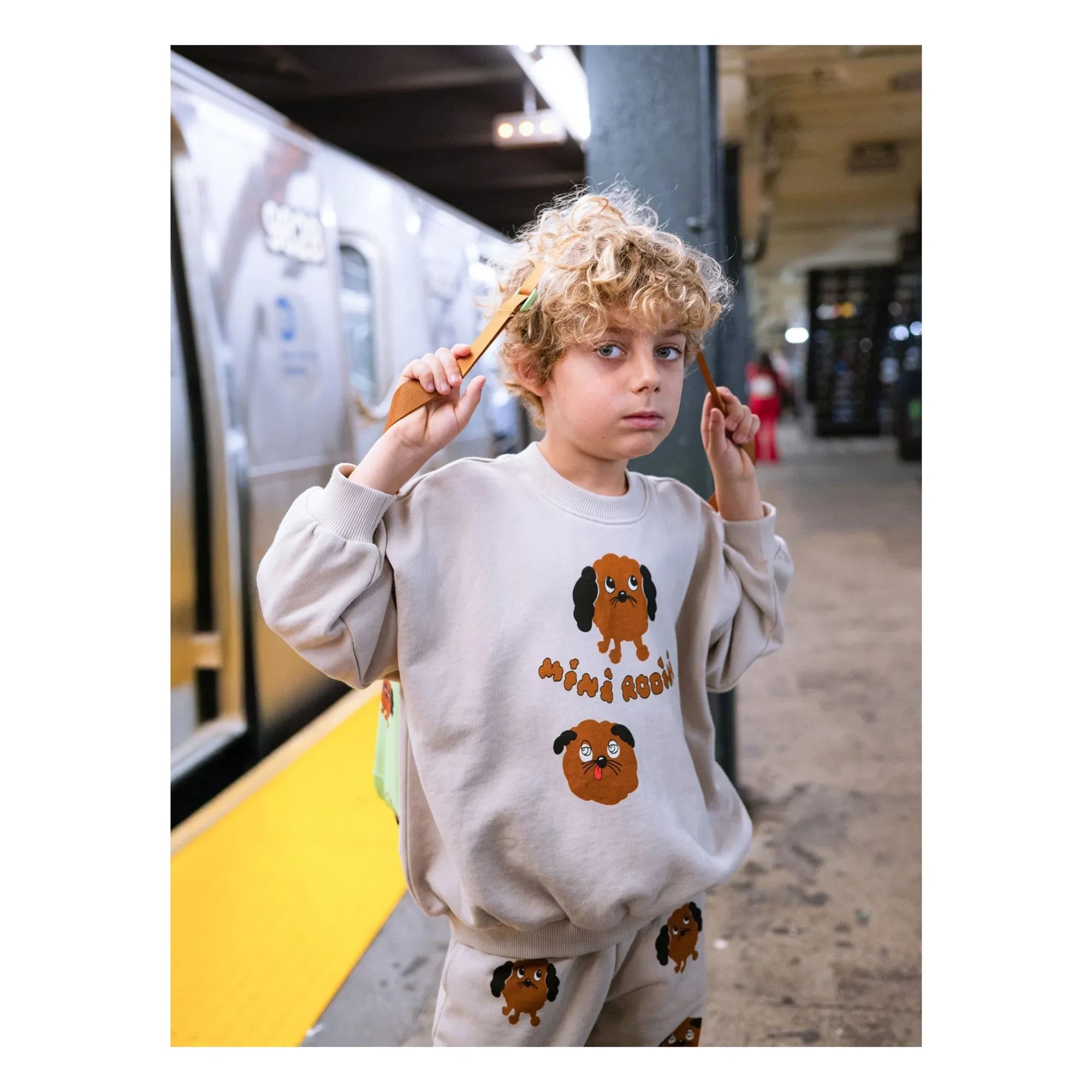 Mini Rodini - Doggies organik pamuk sweatshirt | Heather gri