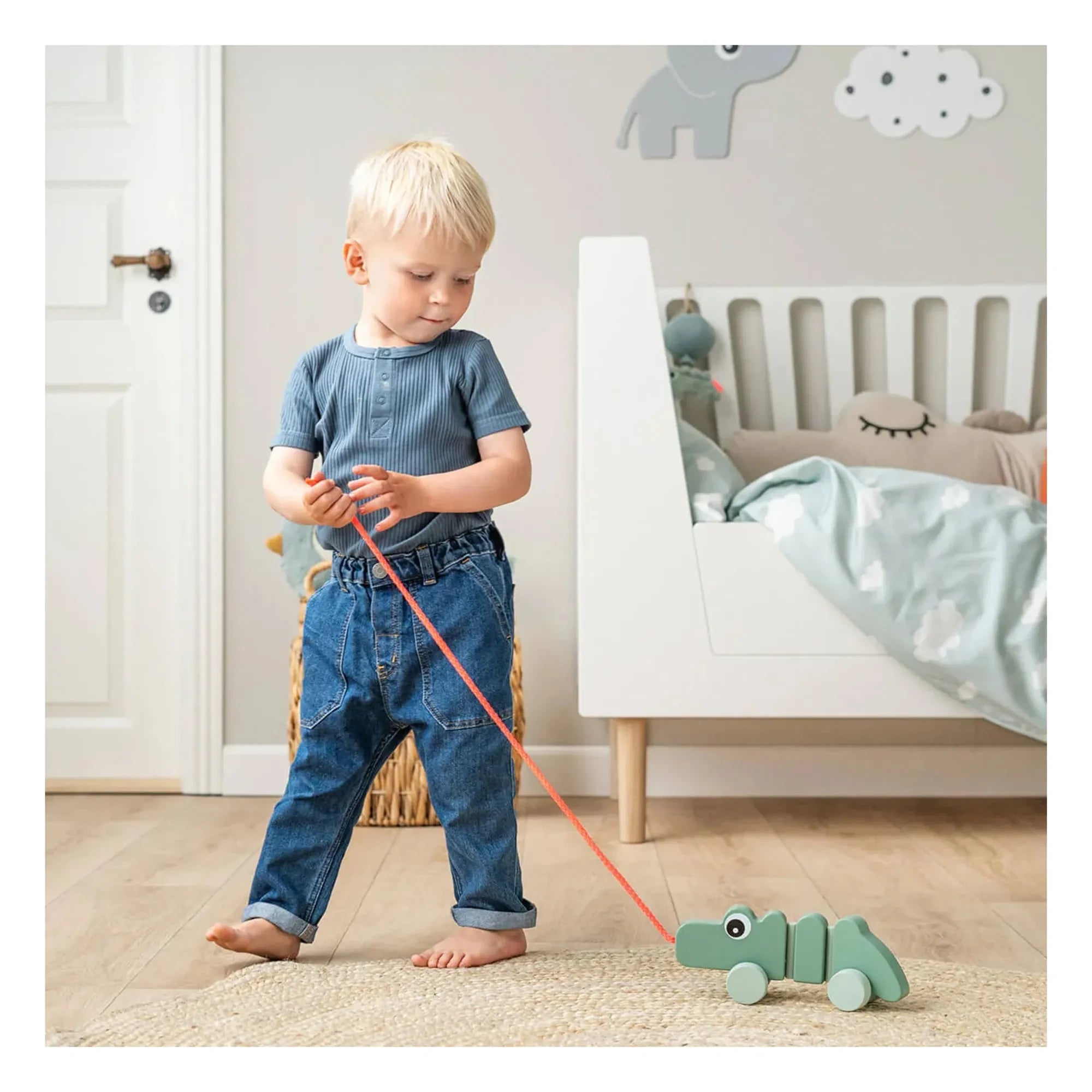 Done by Deer - Croco Pull-Along Toy | Green