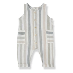 1+ in the Family - Mori Striped Linen Overalls | Ecru