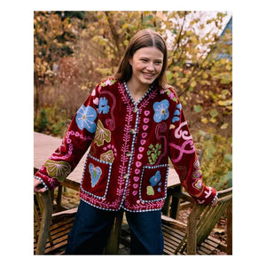 SISSEL EDELBO - Burgundy işlemeli Maggie ceket
