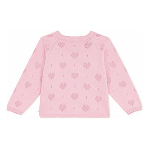Petit Bateau - Organic Cotton Ribbed Heart Cardigan | Pink