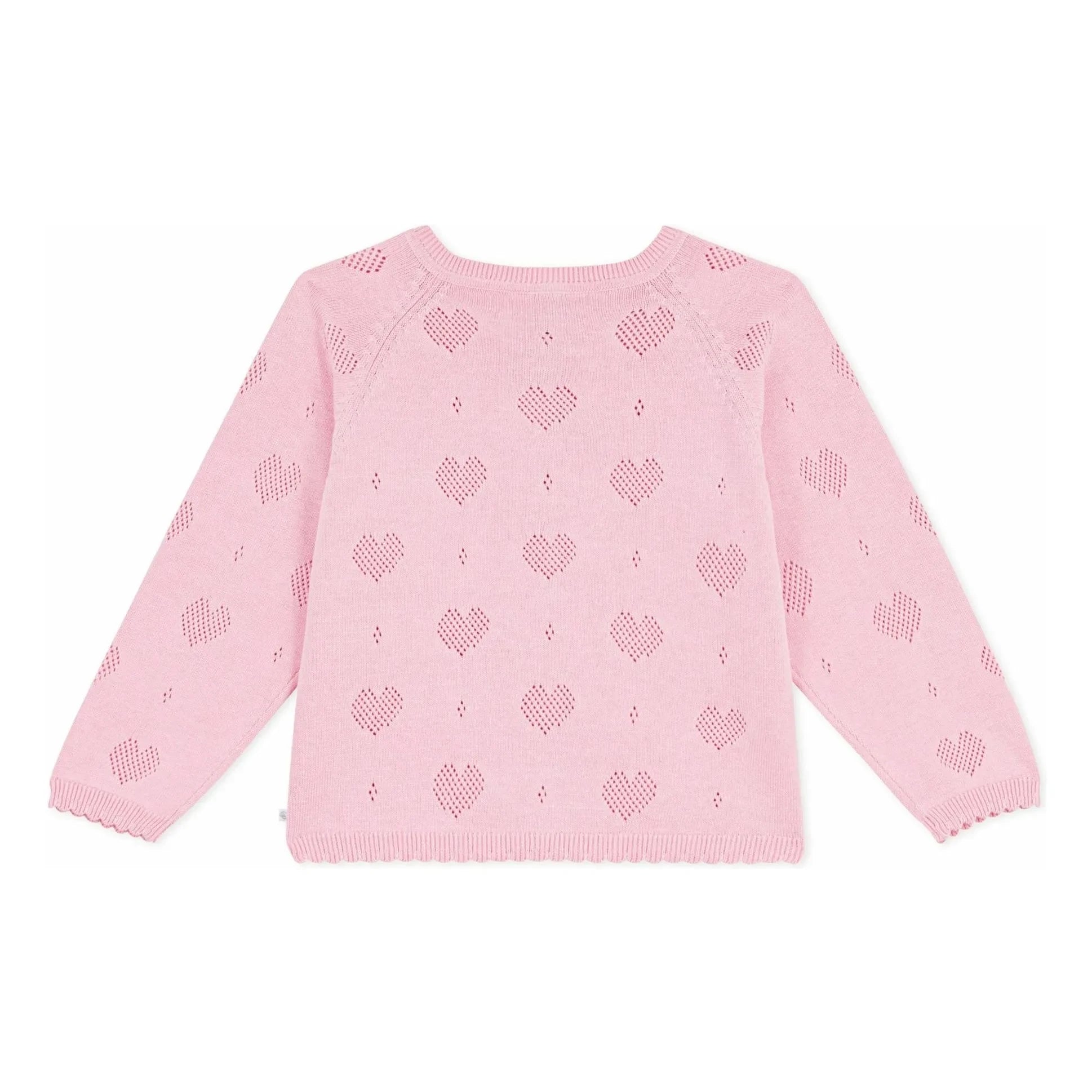 Petit Bateau - Organic Cotton Ribbed Heart Cardigan | Pink
