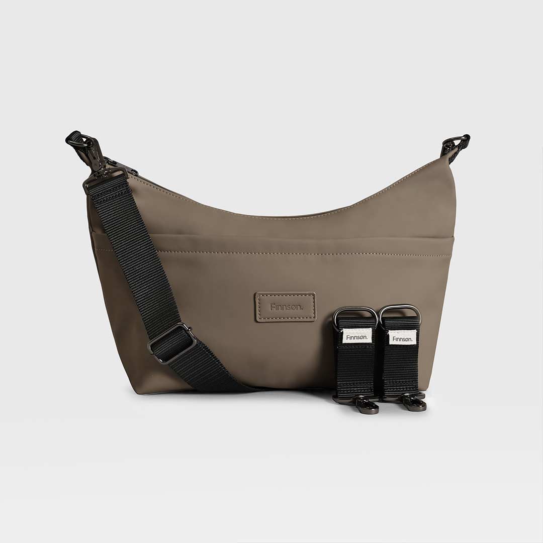 Finnson Fia Eco Oversized Sling Stroller Organiser with Clips - Mocha-Stroller Organisers-Mocha- | Natural Baby Shower