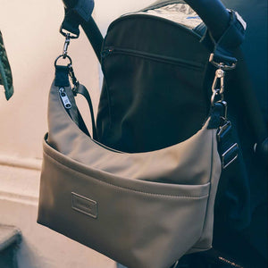 Finnson Fia Eco Oversized Sling Stroller Organiser with Clips - Mocha-Stroller Organisers-Mocha- | Natural Baby Shower