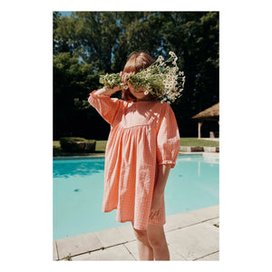 Emile et Ida - Gingham Peony Dress | Peach