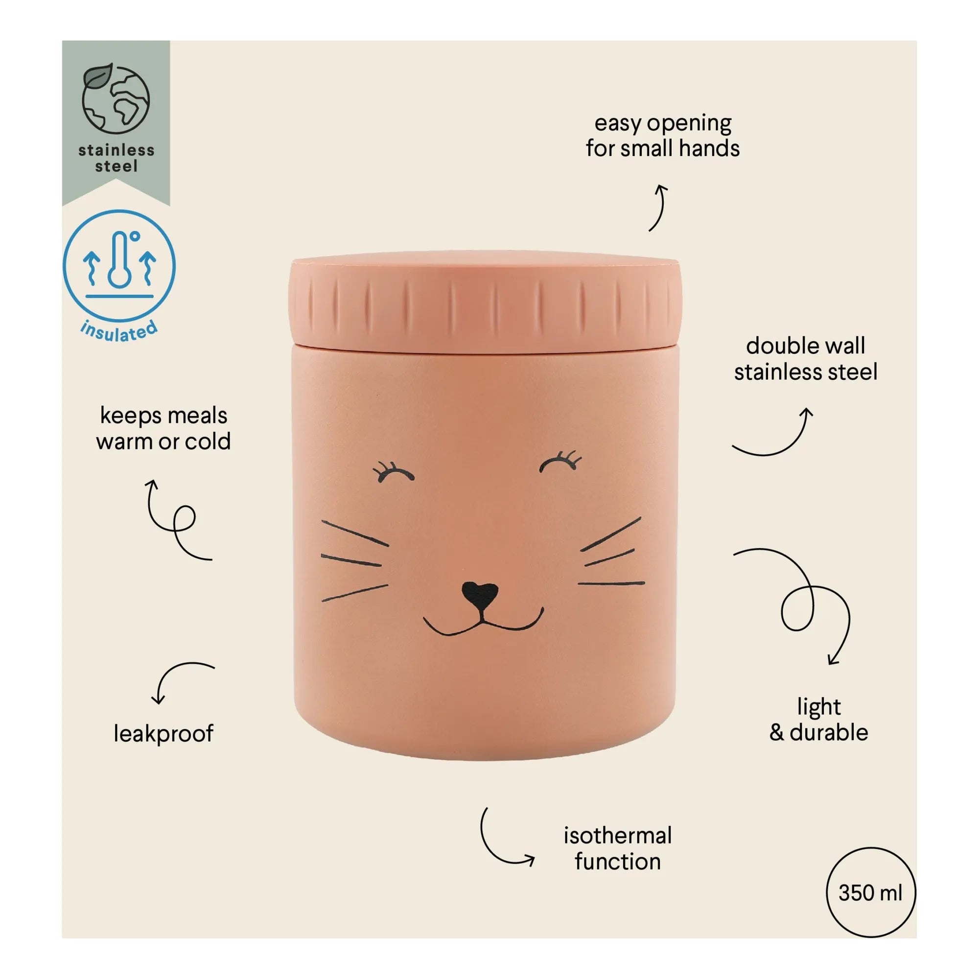 Trixie - Thermos Lunch Box 350 ml Mrs Cat | Pink