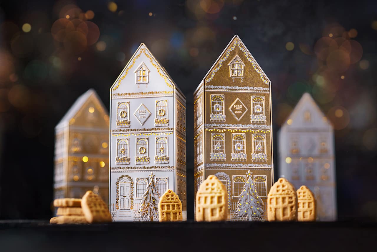 M&S Food Light-Up Gold Hazelnut Cookie House