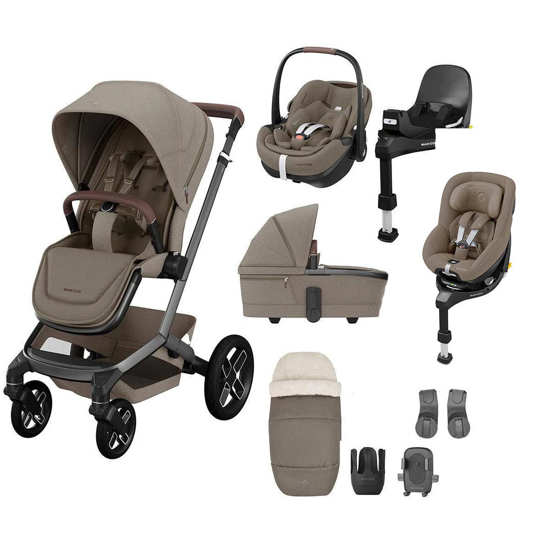 Maxi-Cosi Fame Premium + Pebble Pro2 + Pearl 360 Pro Travel System-Travel Systems-Twillic Black-Black | Natural Baby Shower