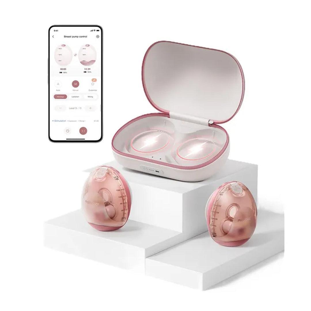 Momcozy Air 1 Ultra-slim Double Breast Pump - Pink / White-Breast Pumps-Pink / White- | Natural Baby Shower
