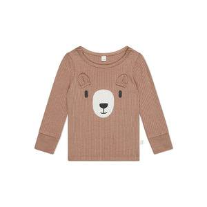 MORI Ribbed Bear Face Pyjamas - Bear + Brown-Pyjamas- | Natural Baby Shower