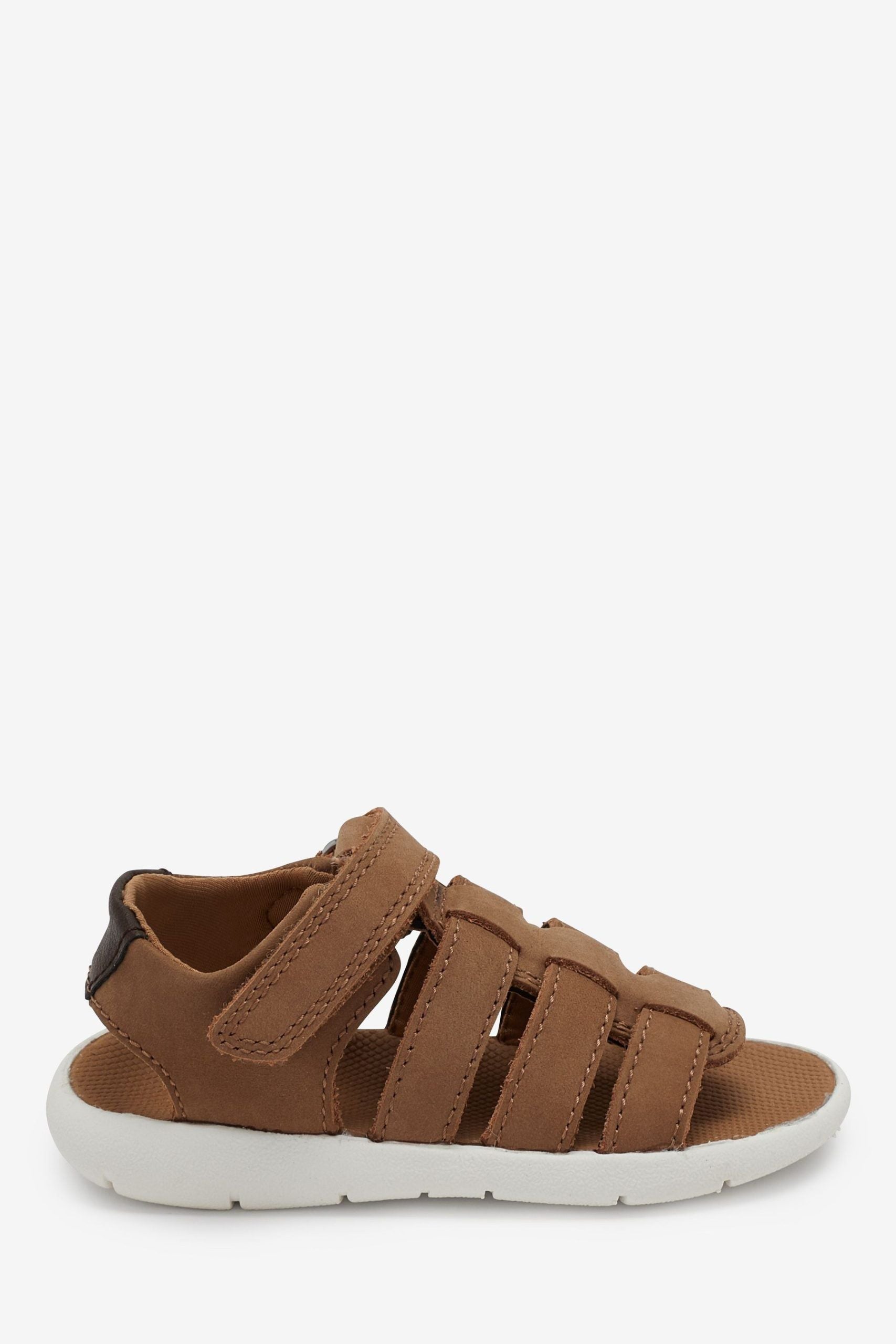 Next - Kids Lightweight Genuine Leather Fisherman Brown Sandals - 28