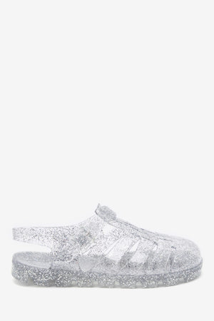 Next - Kids Jelly Glitter Silver Sandals - 30.5 