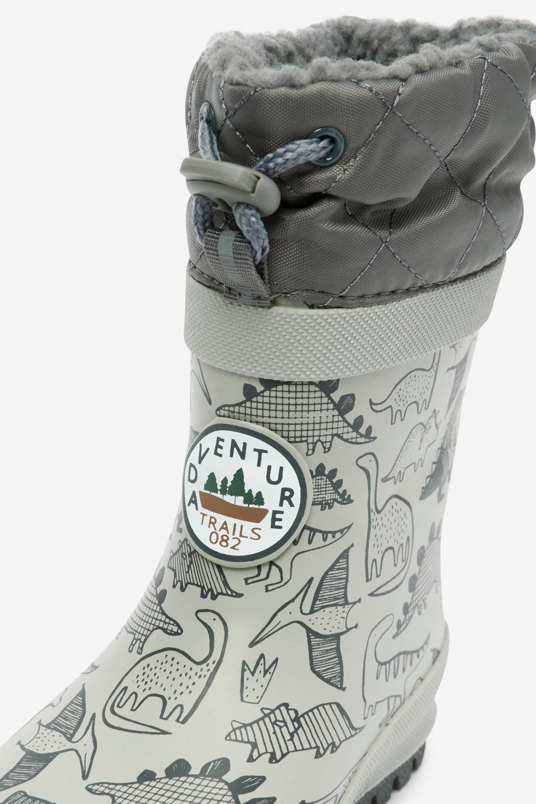 Next - Boy Gray Fur Dinosaur Winter Boots - 33 