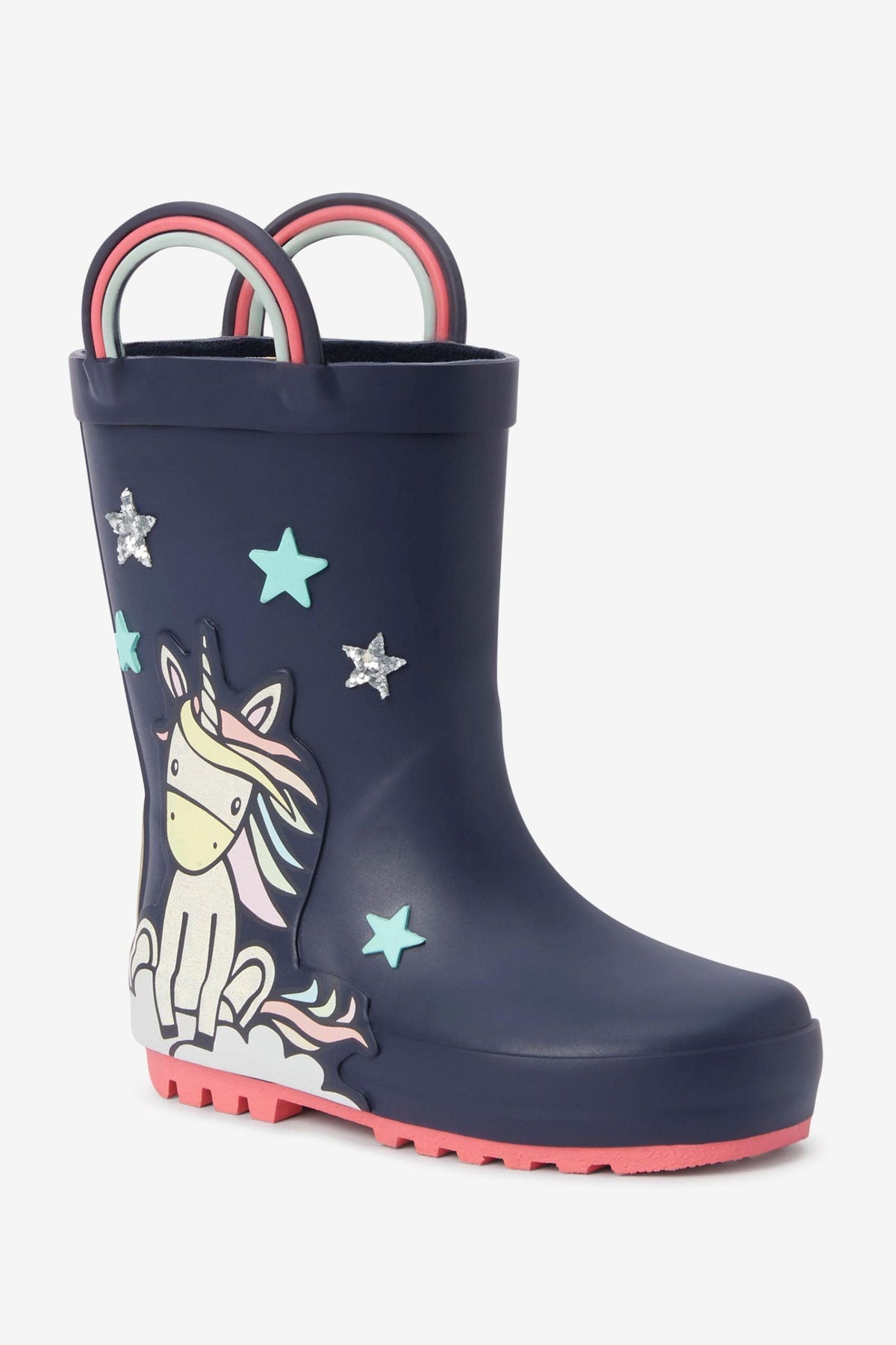 Next - Navy Blue Unicorn Girl Winter and Rain Boots - 26.5 