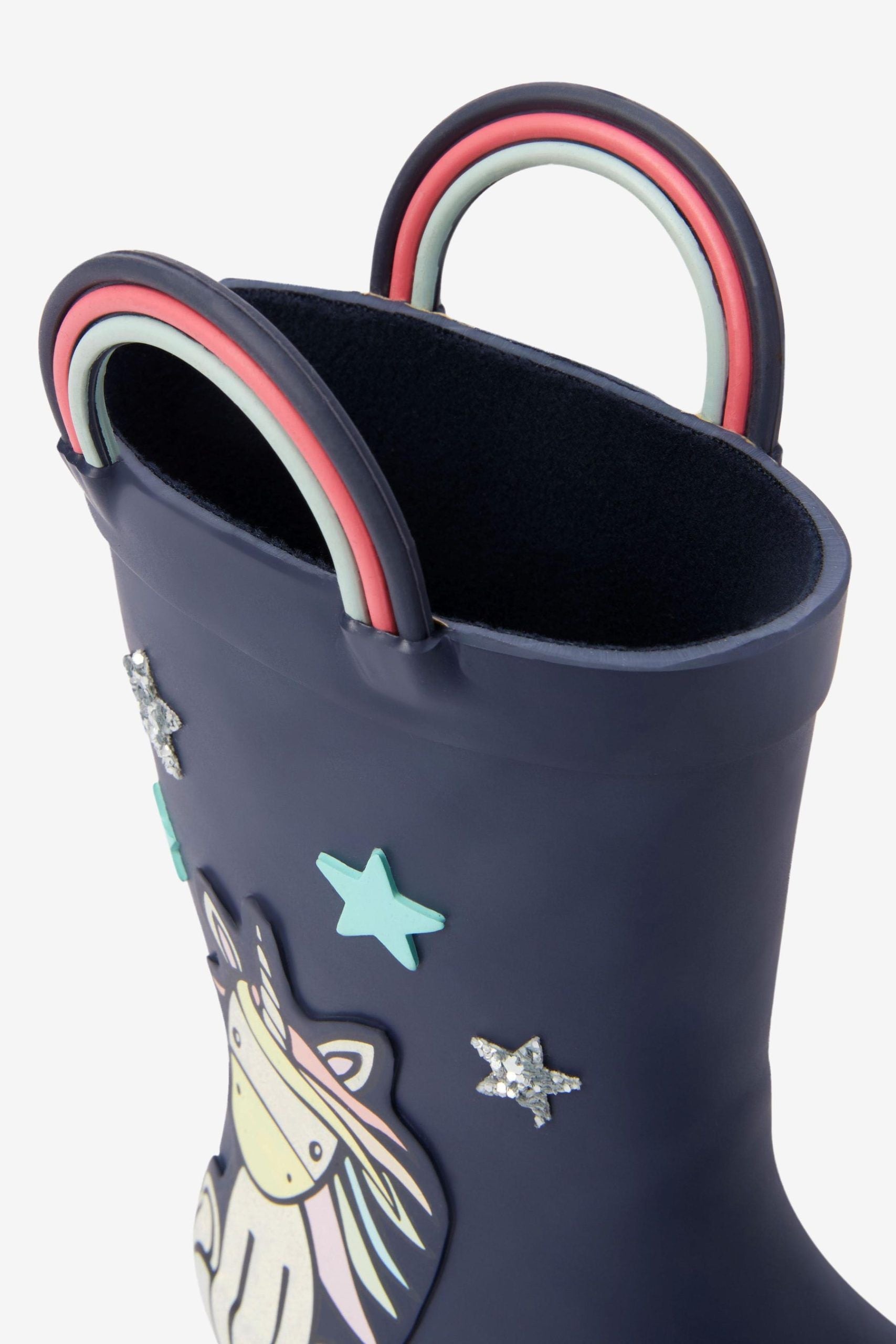 Next - Navy Blue Unicorn Girl Winter and Rain Boots - 28 