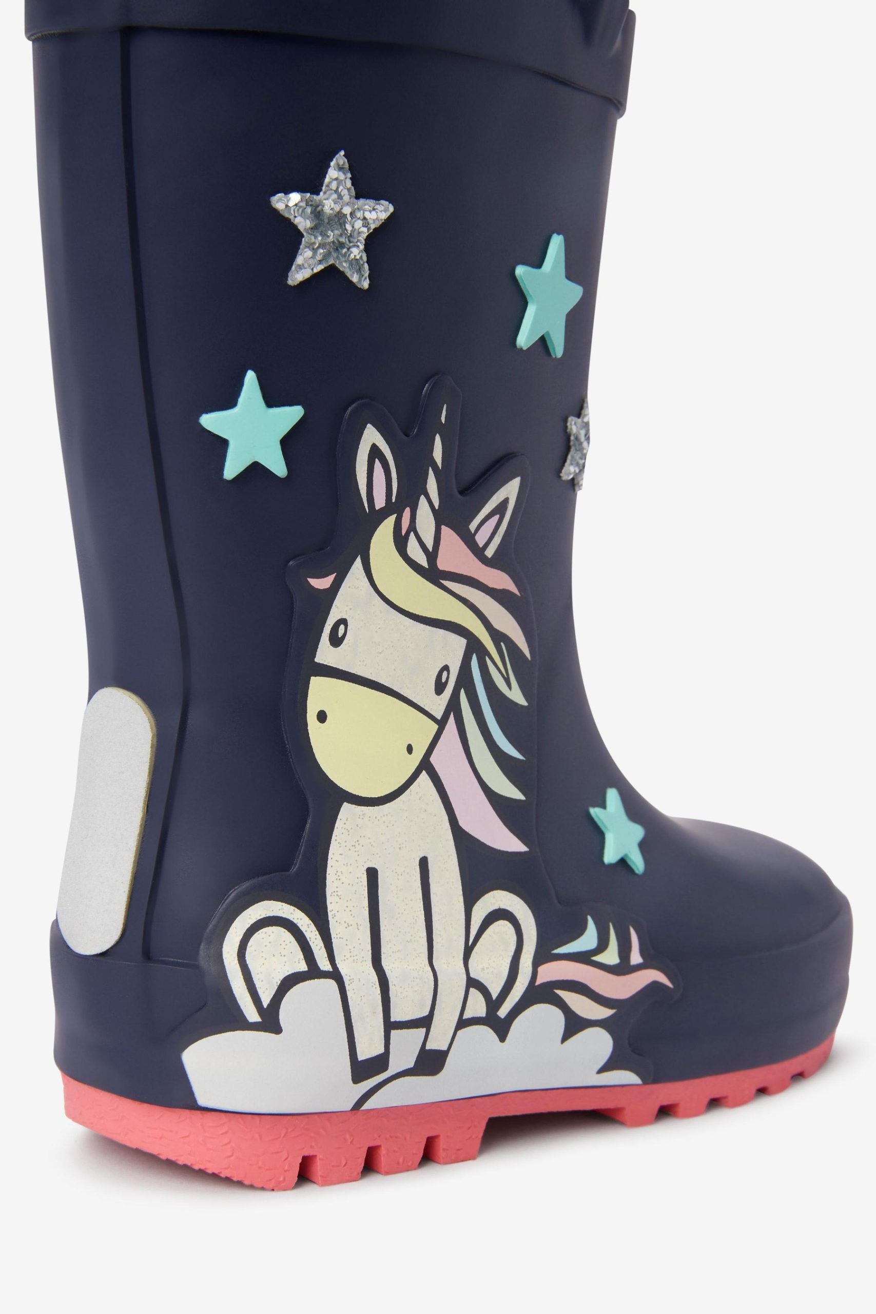 Next - Navy Blue Unicorn Girl Winter and Rain Boots - 30.5 