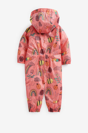 Next - Coral Pink Character Printed Child Raincoat - 12-18 Months 
