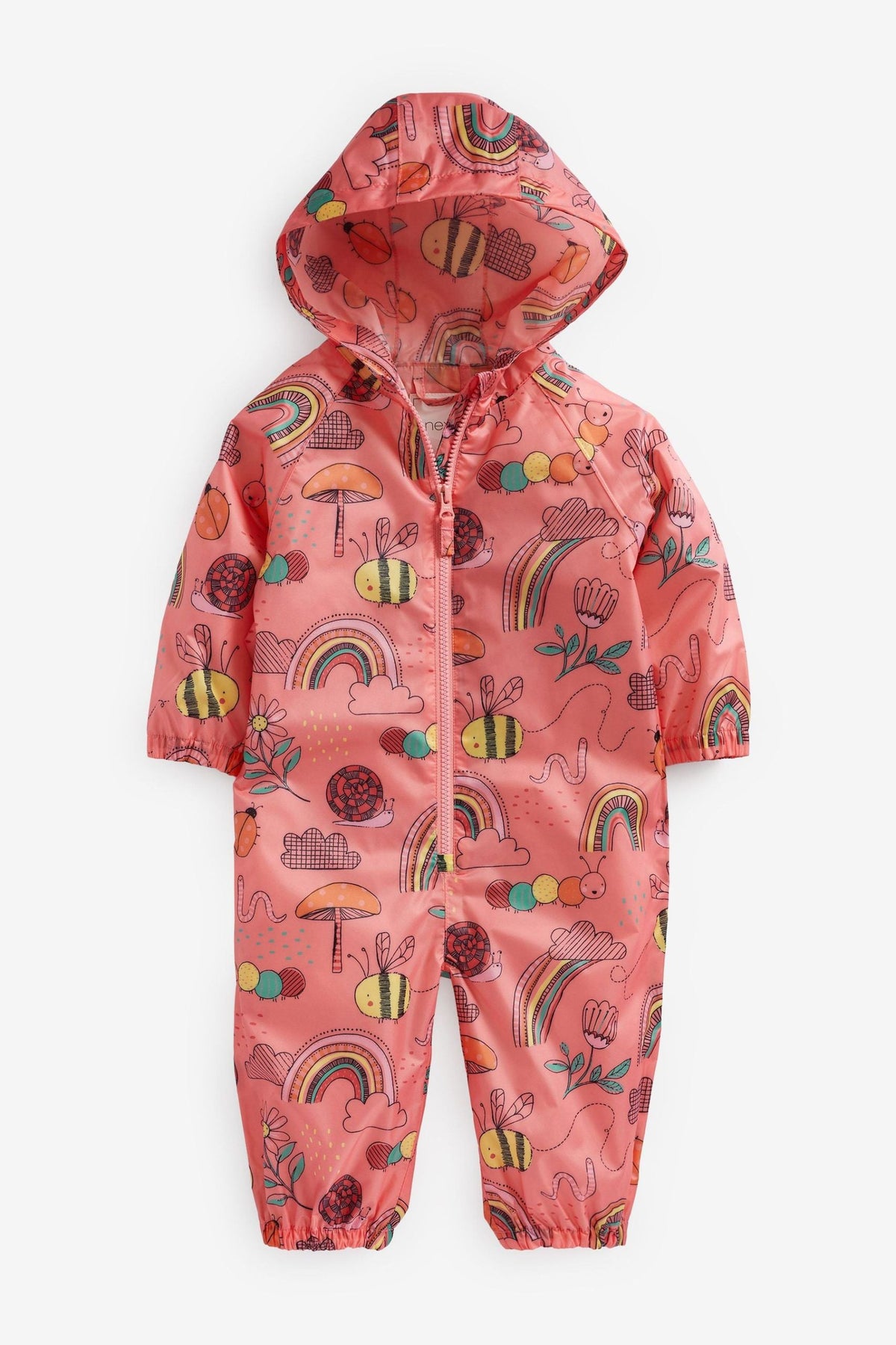 Next - Coral Pink Character Printed Child Raincoat - 12-18 Months 