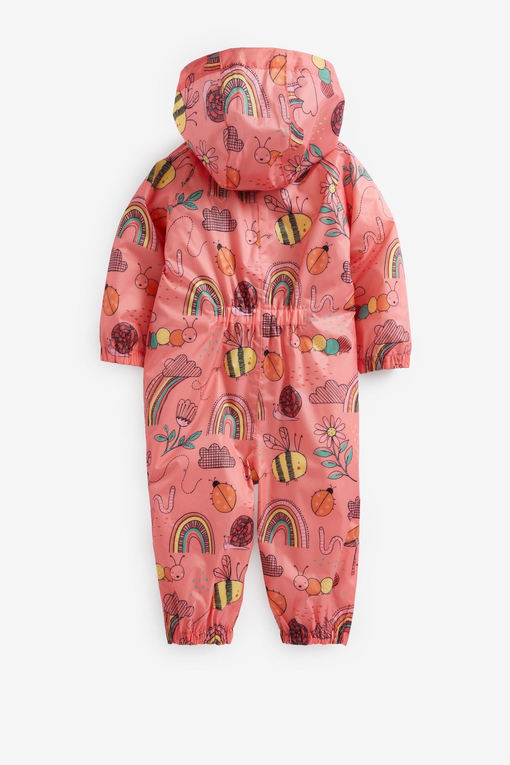 Next - Coral Pink Character Printed Child Raincoat - 5-6 Years 