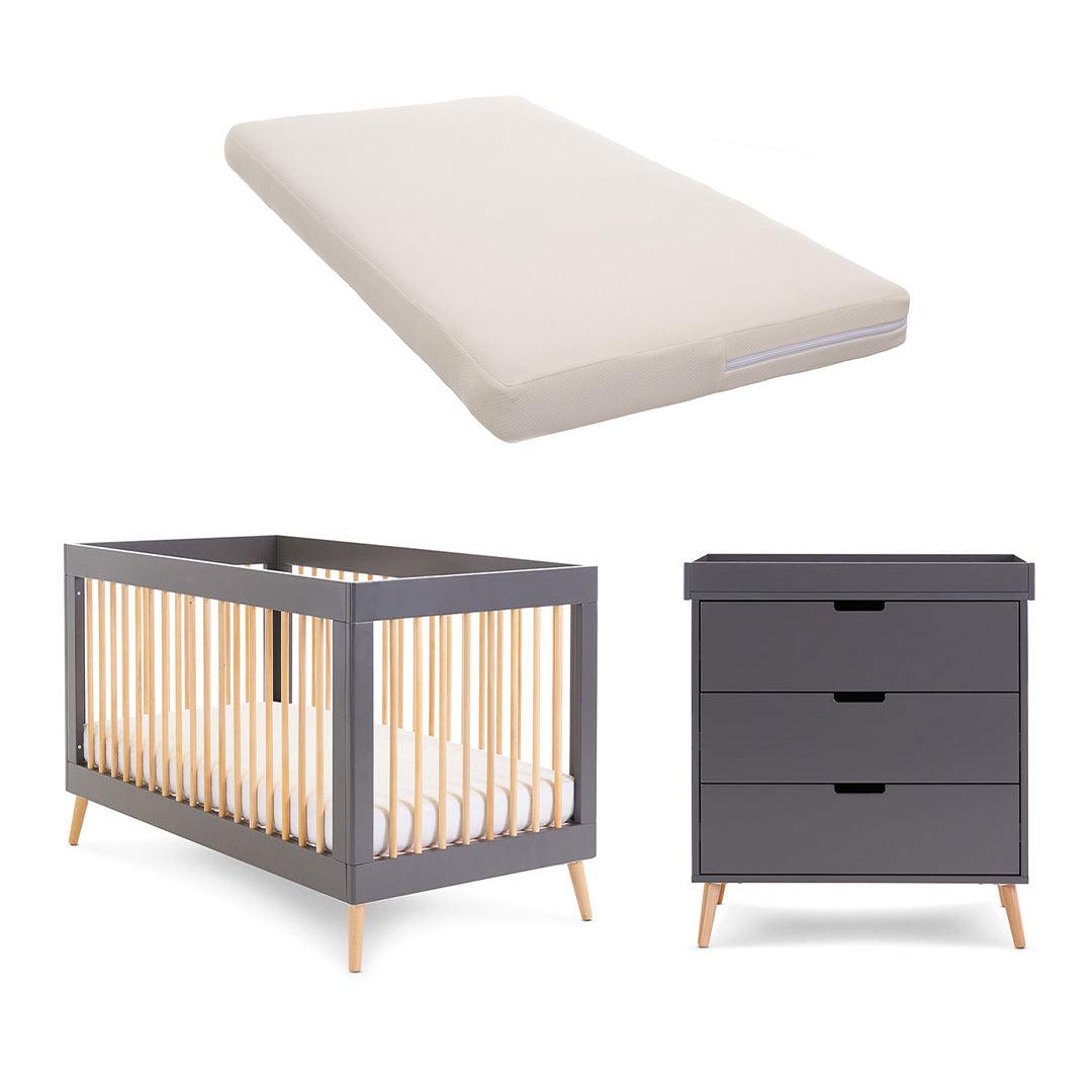 Obaby Maya 2 Piece Room Set - Slate + Natural-Nursery Sets-No Mattress- | Natural Baby Shower