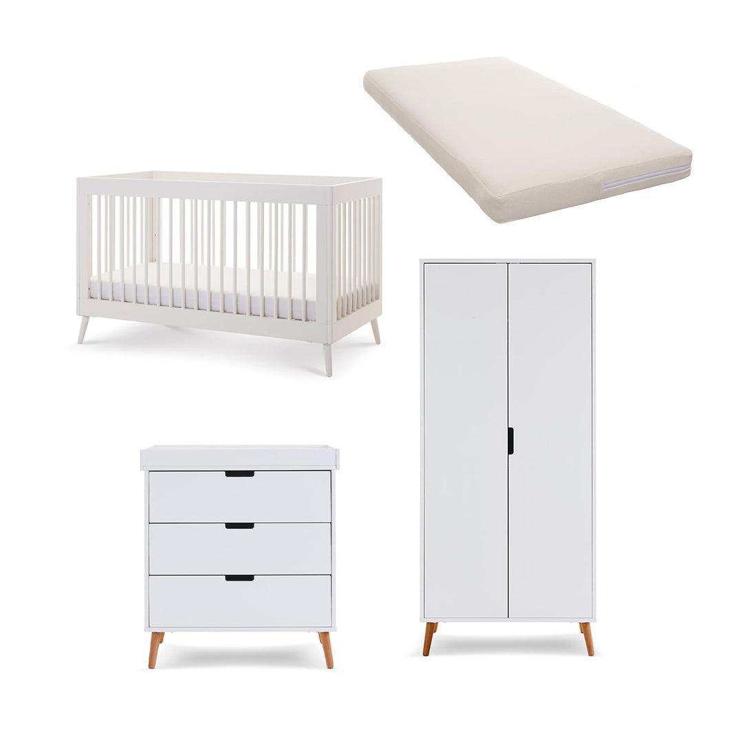 Obaby Maya 3 Piece Room Set - Nordic White-Nursery Sets-No Mattress- | Natural Baby Shower