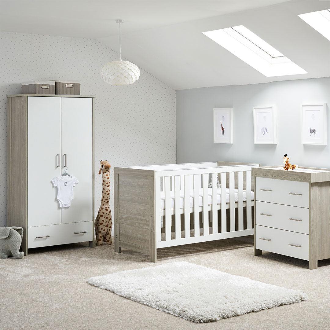 Obaby Nika 3 Piece Room Set - Grey Wash + White-Nursery Sets-Grey Wash & White-No Mattress | Natural Baby Shower