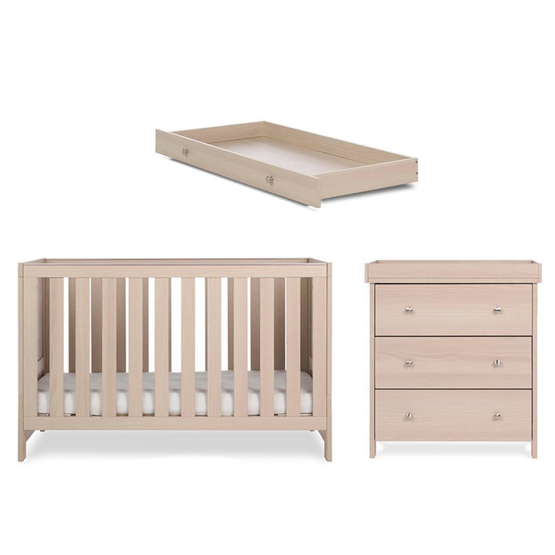 Obaby Nika 2 Piece Room Set & Underdrawer - Aspen-Nursery Sets-Aspen-Cot Bed | Natural Baby Shower