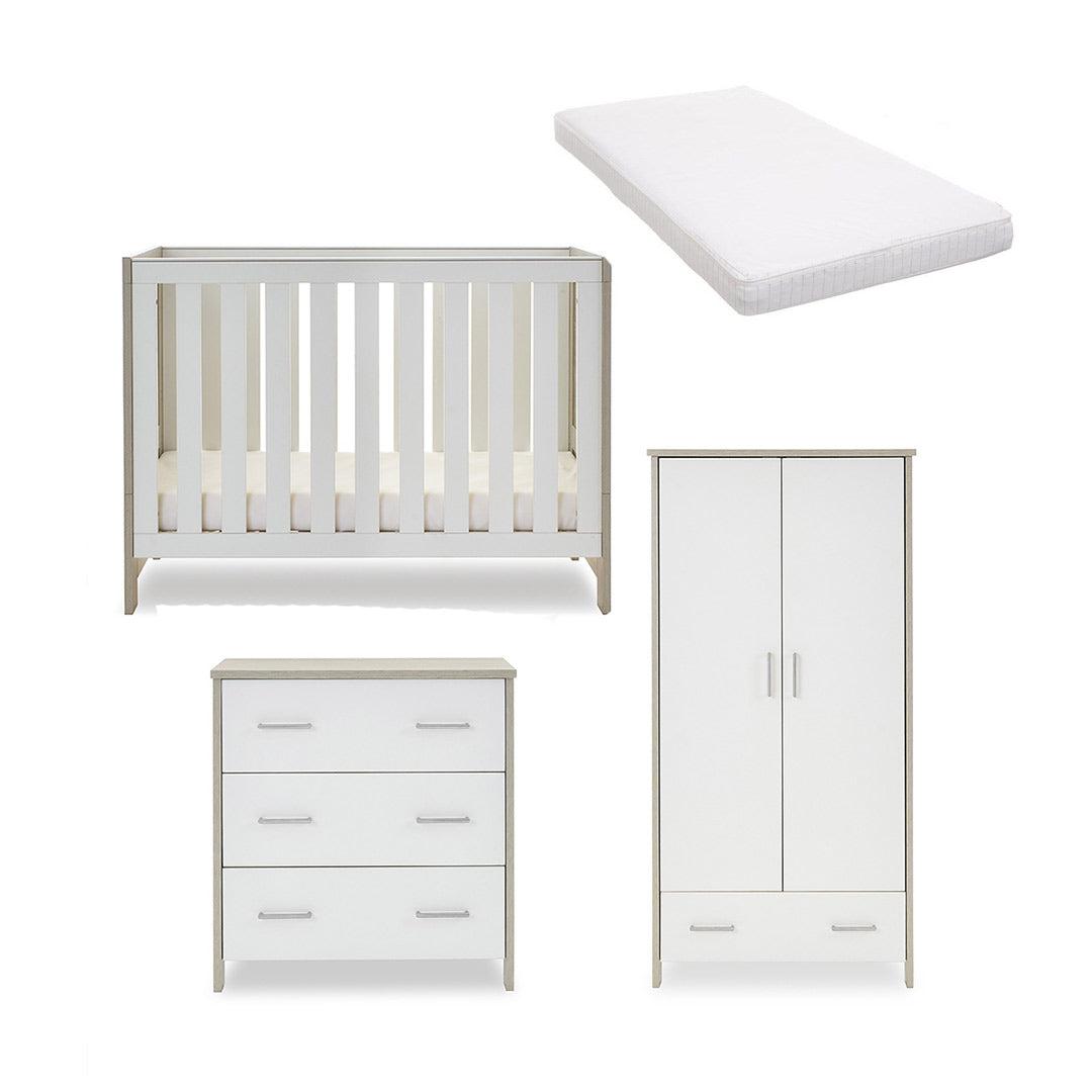 Obaby Nika Mini 3 Piece Room Set - Grey Wash + White-Nursery Sets-Grey Wash & White-No Mattress | Natural Baby Shower