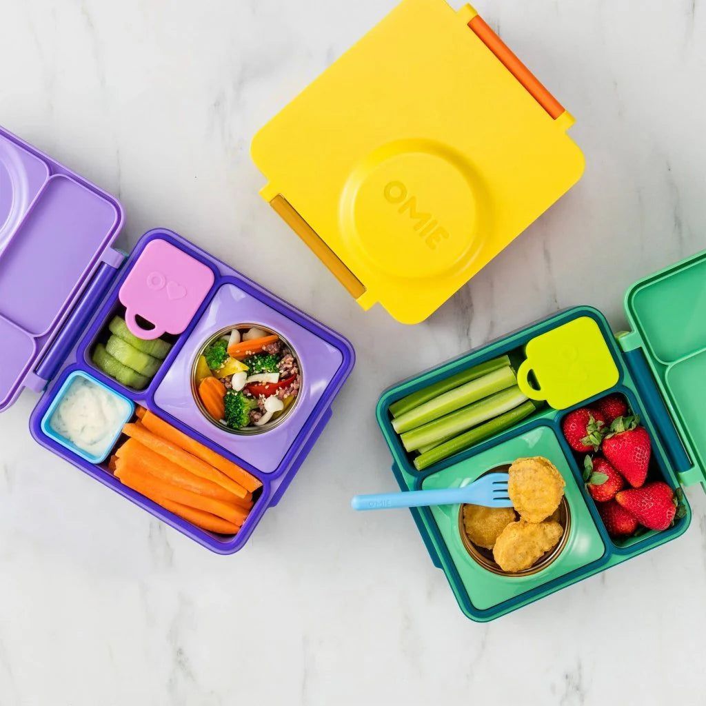 OmieBox Bento Box Inner Compartment Containers 2-Pack Red and Yellow