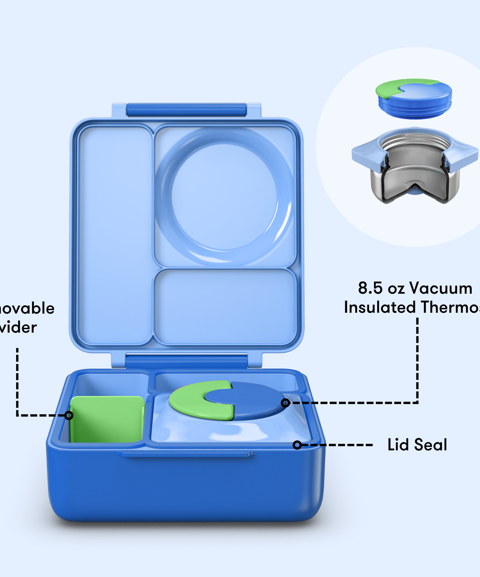 Omiebox - Thermal Insulated Sea Blue Bento Lunch Box