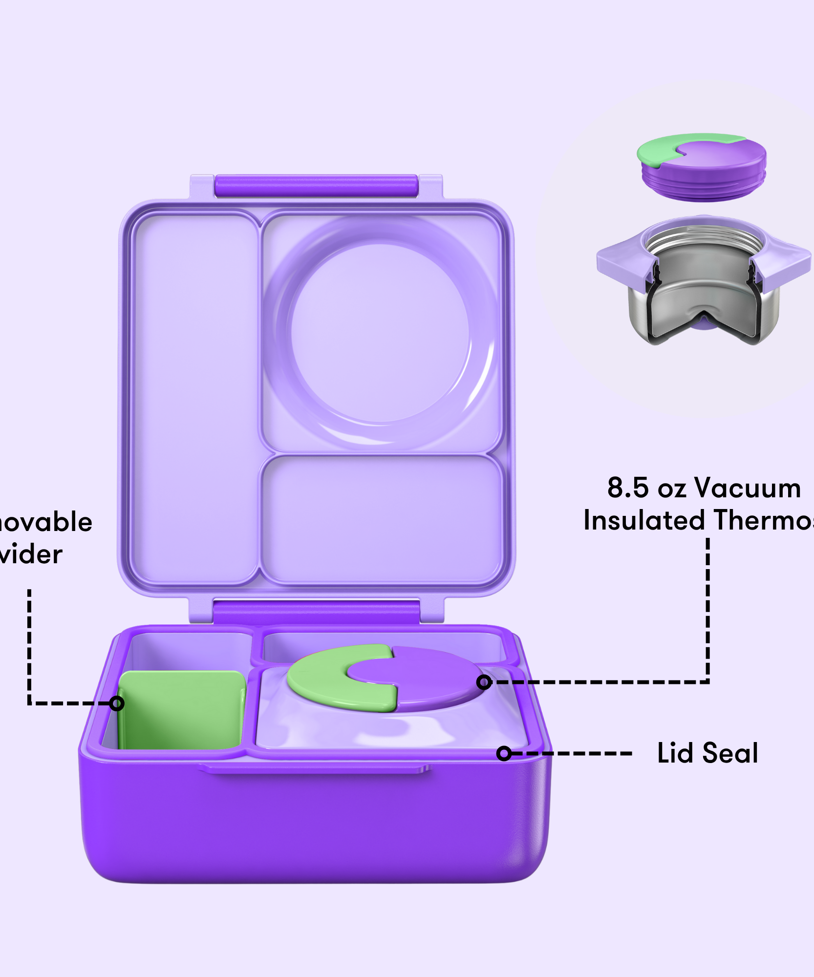 Omiebox - Heat Insulated Lilac Purple Bento Lunch Box
