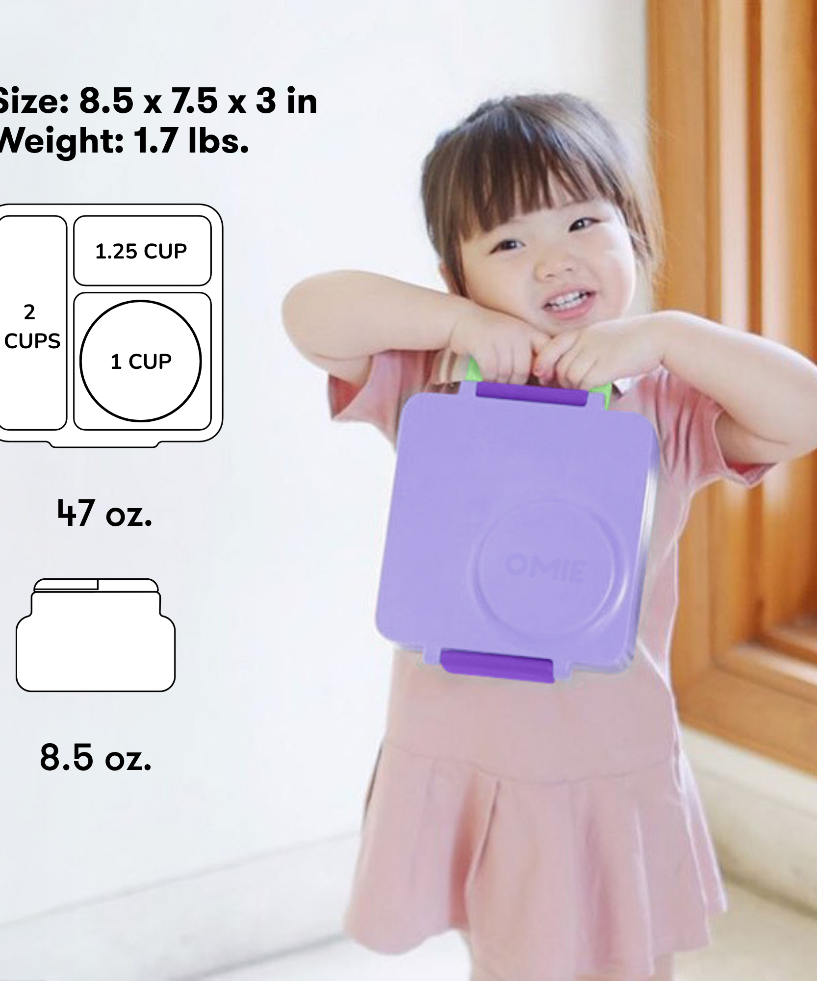 Omiebox - Heat Insulated Lilac Purple Bento Lunch Box