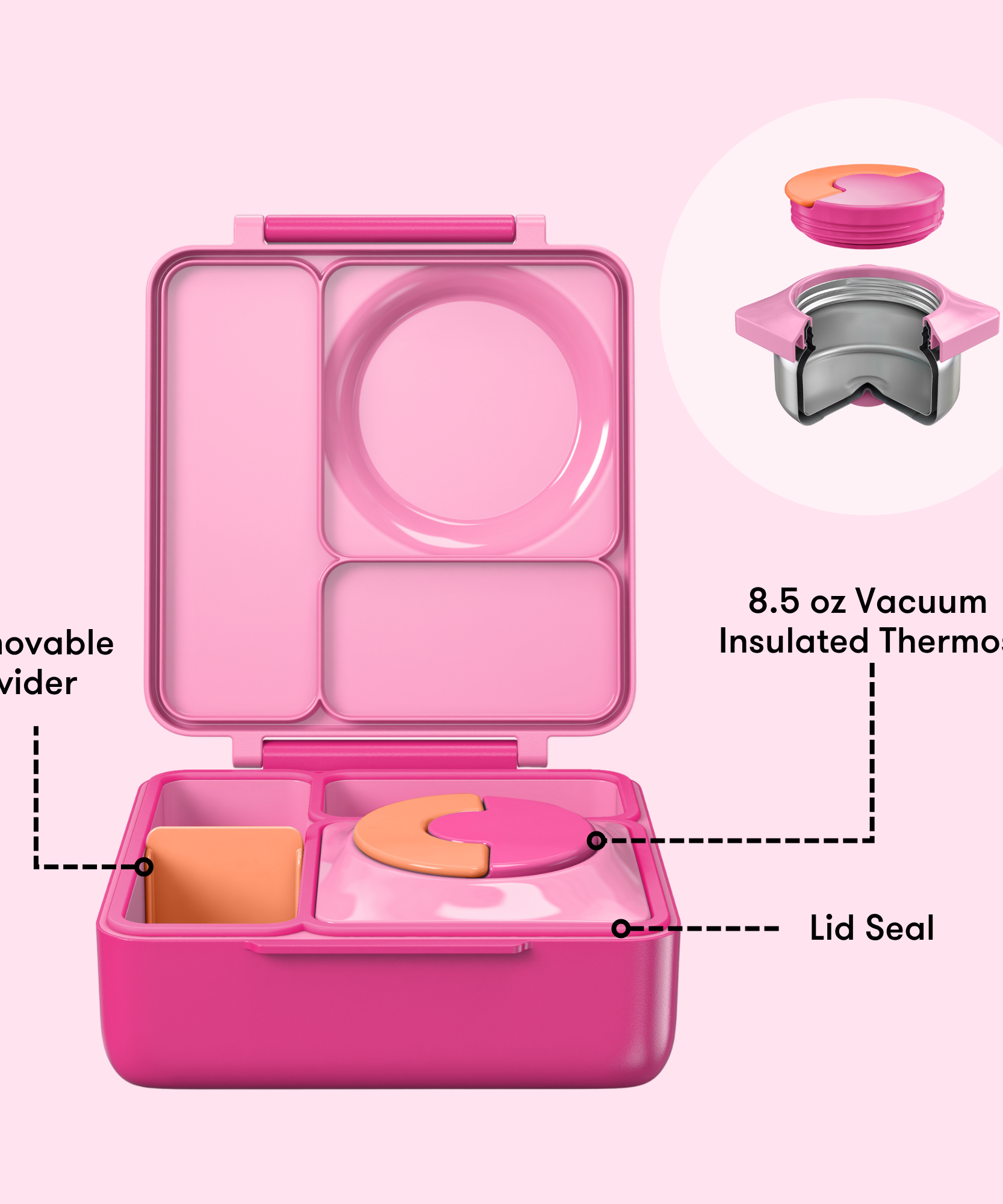 Omiebox - Heat Insulated Fairy Pink Bento Lunch Box