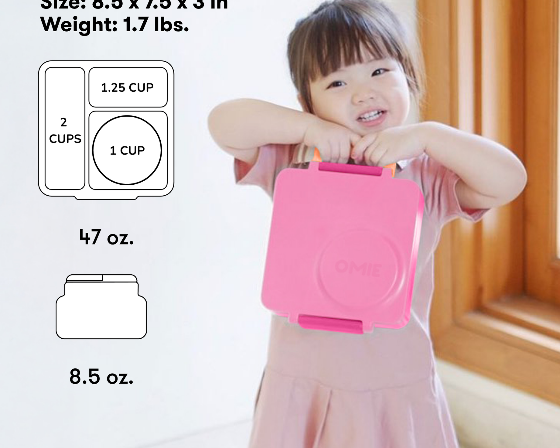 Omiebox - Heat Insulated Fairy Pink Bento Lunch Box