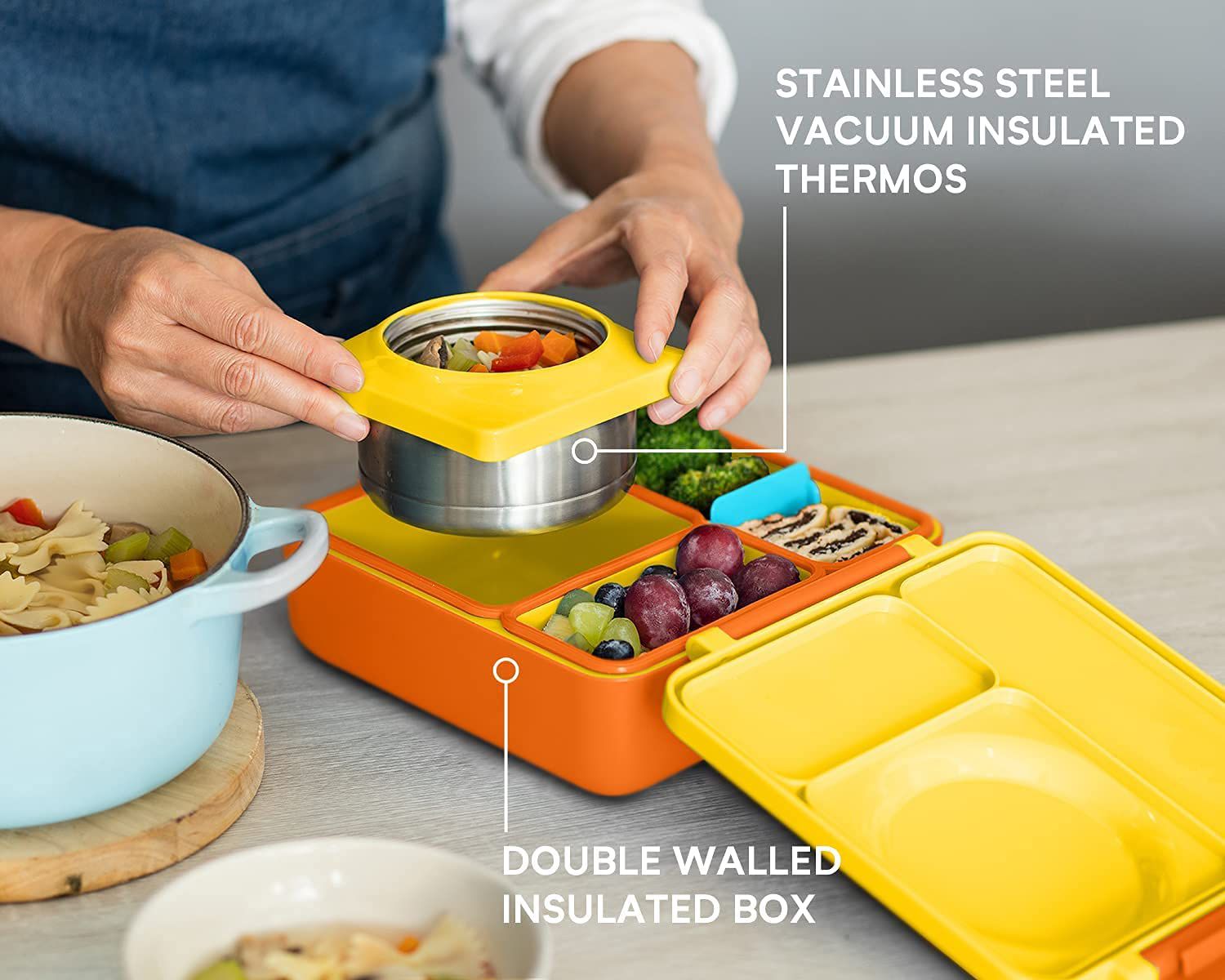 OmieBox Heat Insulated Yellow Bento Lunch Box