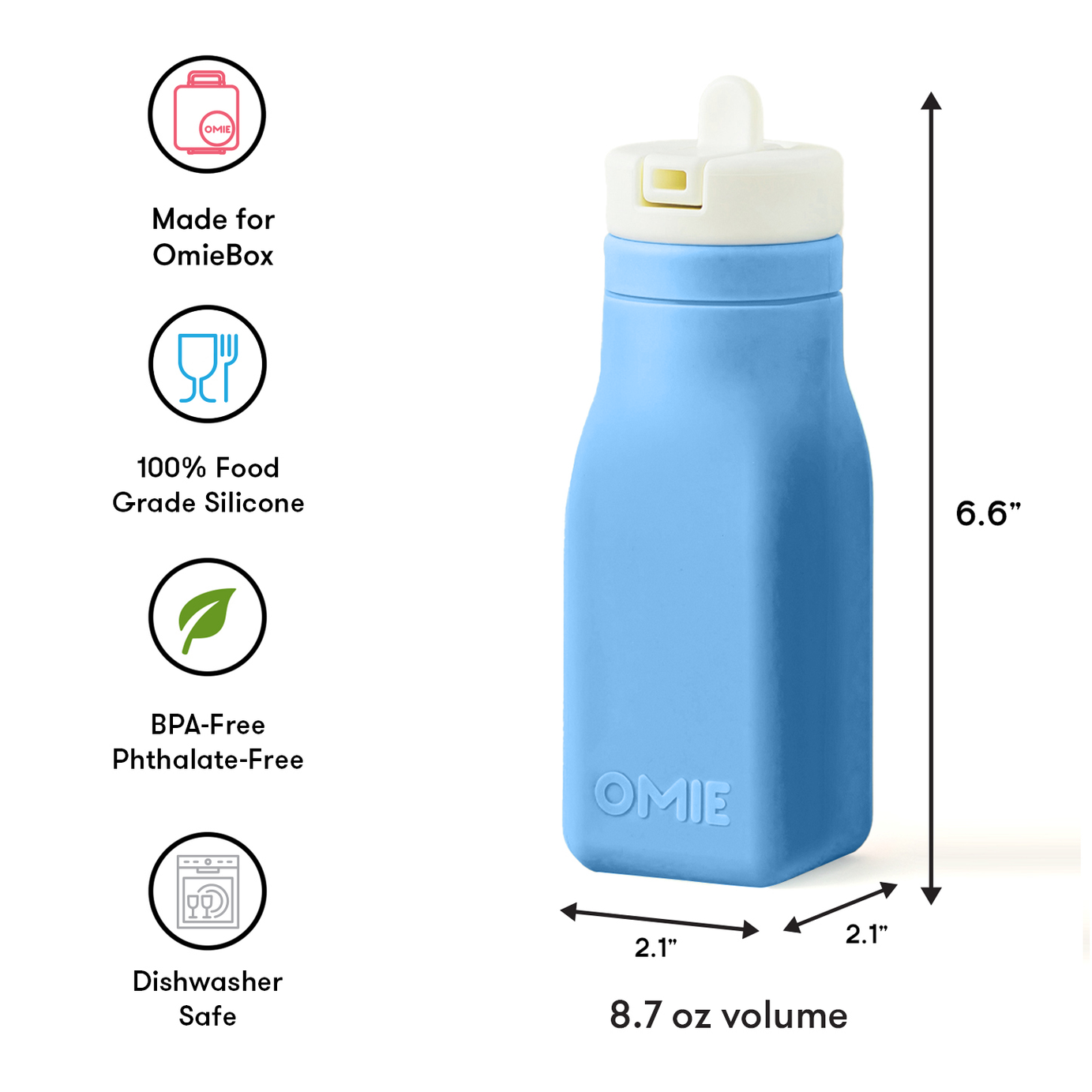 Omiebox - OmieBottle BPA-Free Silicone Water Bottle Blue