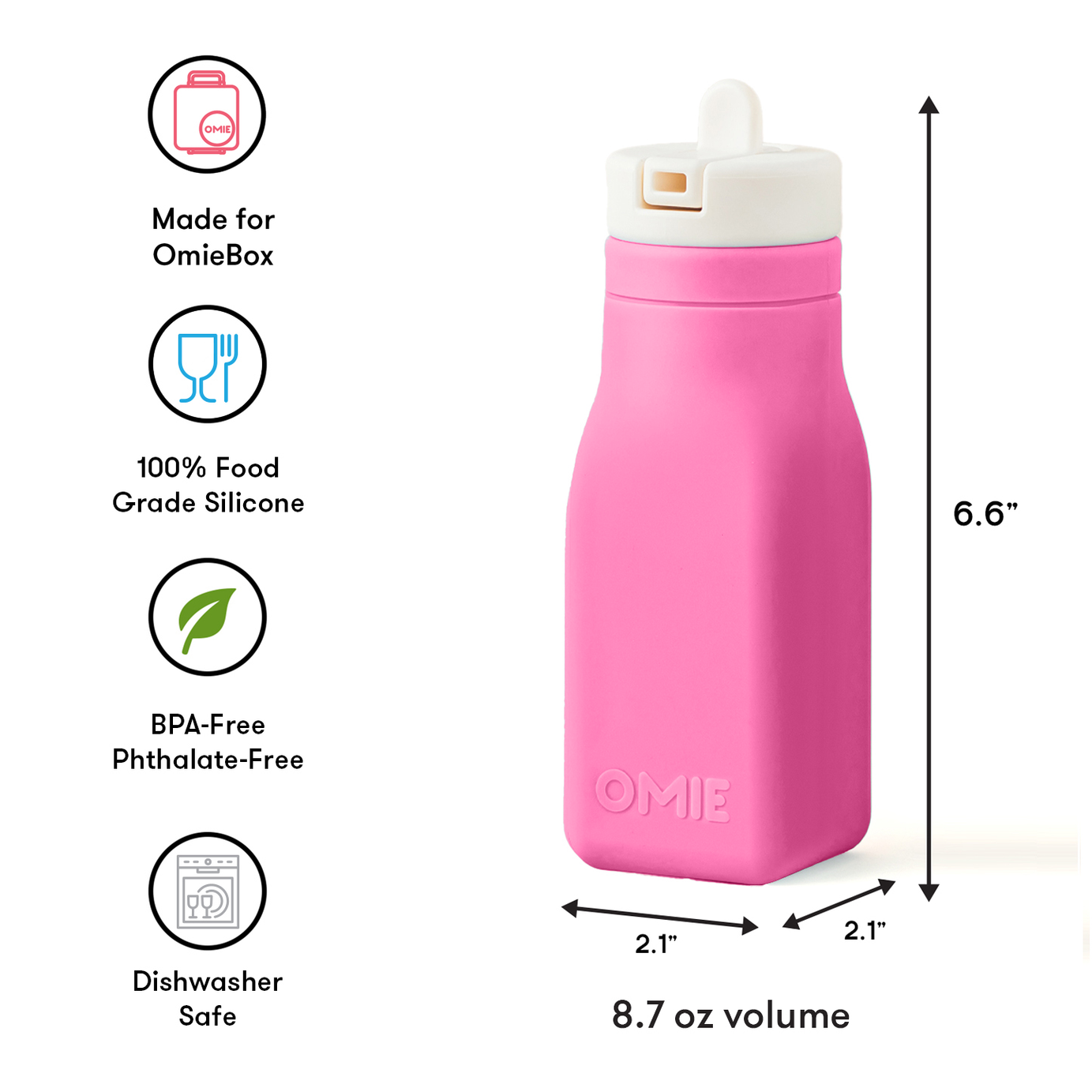 Omiebox - OmieBottle BPA-Free Silicone Water Bottle Pink