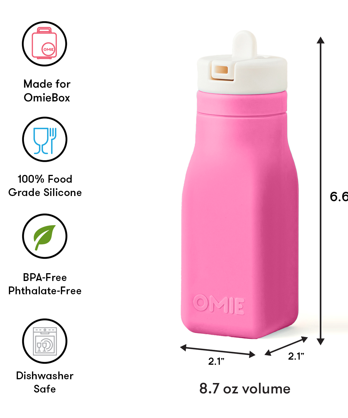 Omiebox - OmieBottle BPA-Free Silicone Water Bottle Pink
