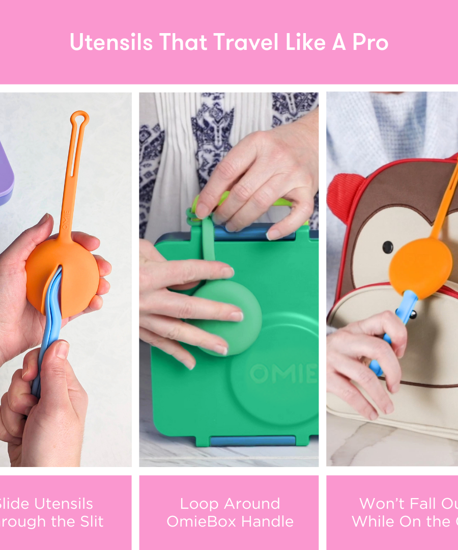 Omiebox - OmiePod Balloon Pink Silicone Fork and Spoon Set